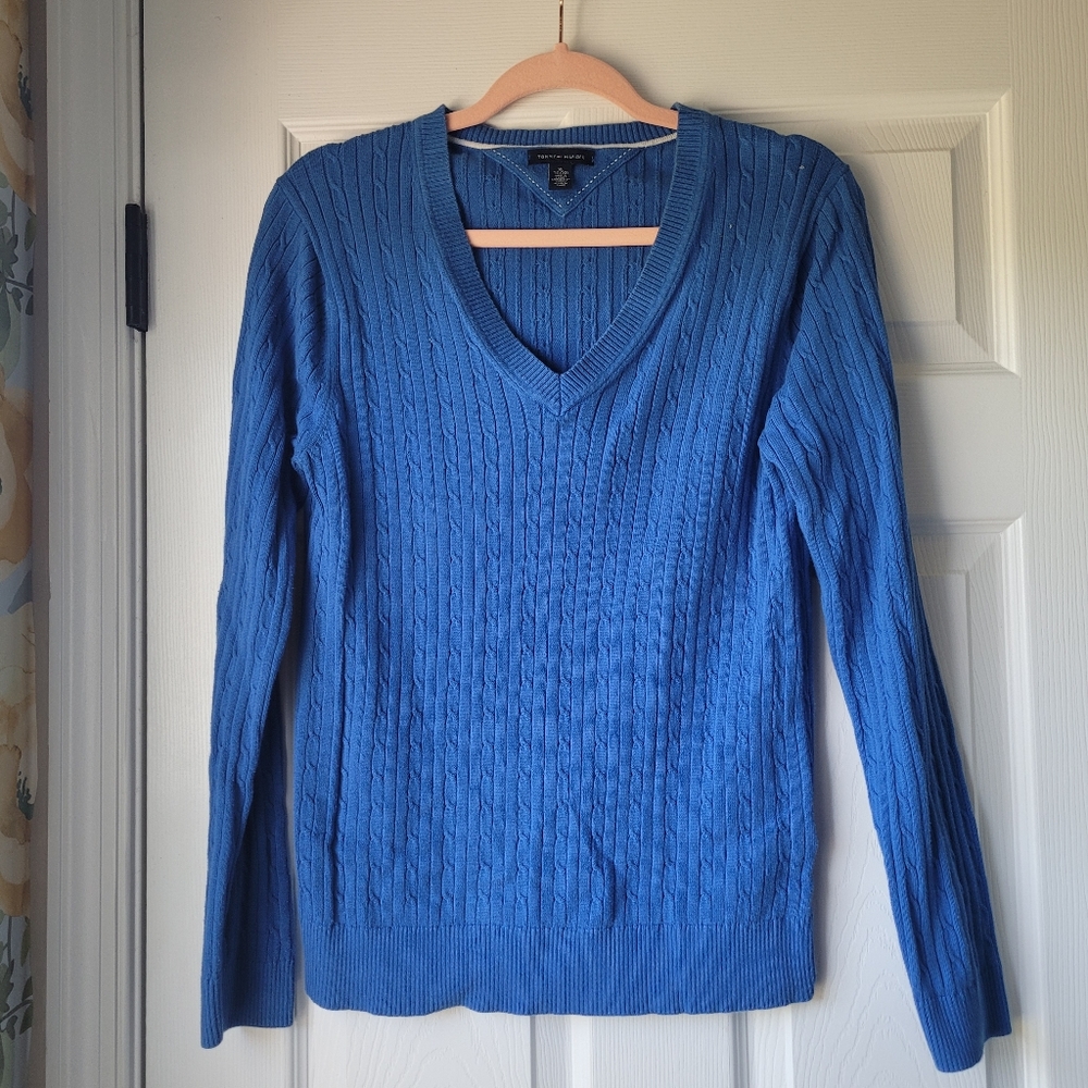 Tommy Hilfiger blue cable knit thin sweater XL